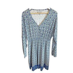 Coolibar Dress Cover Up Blue White Sun Protection UPF 50+ womans Large